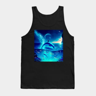 For Dolphin Lovers In The Moonlight Tank Top